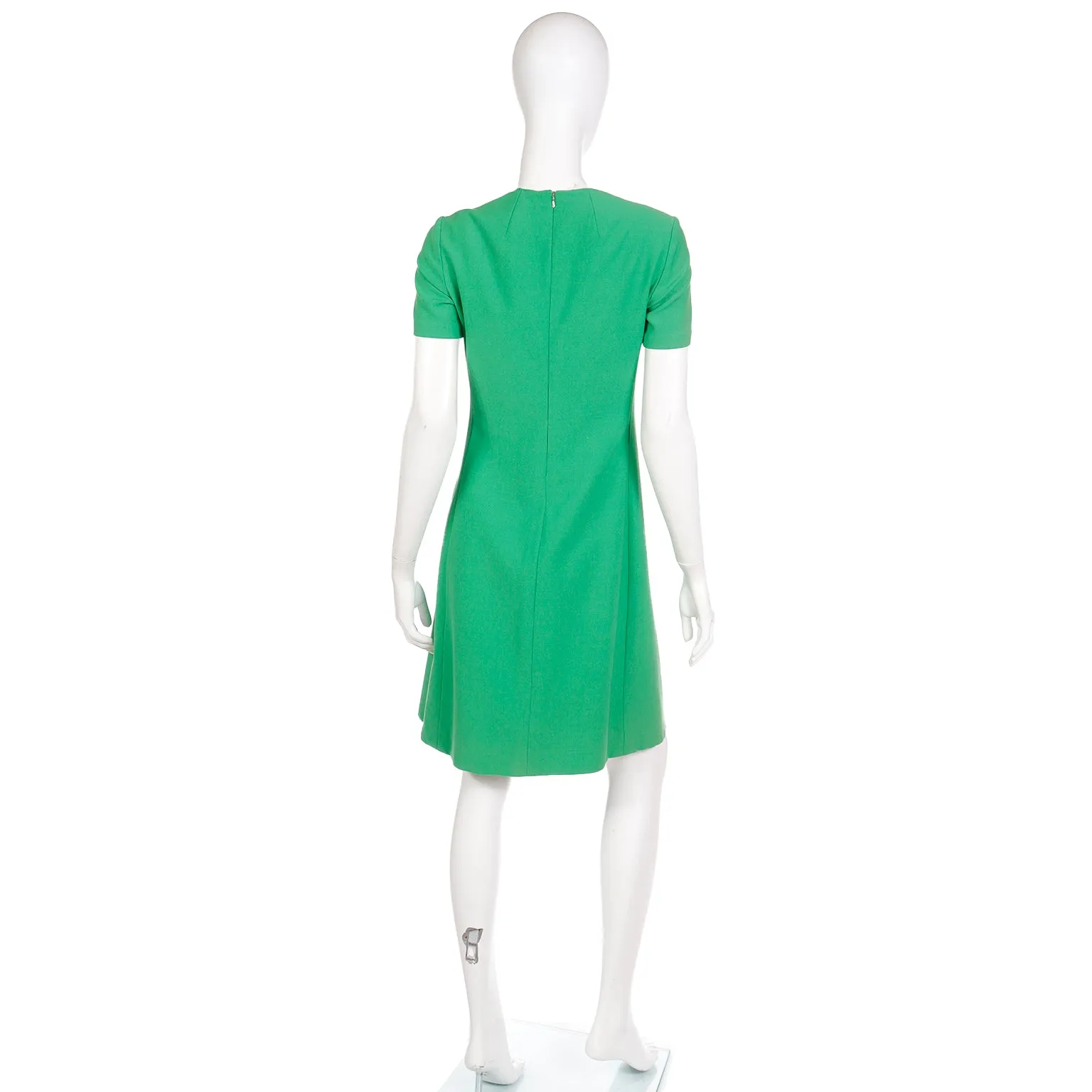 1960s Vintage Guido Ruggeri Green Short Sleeve Day Dress