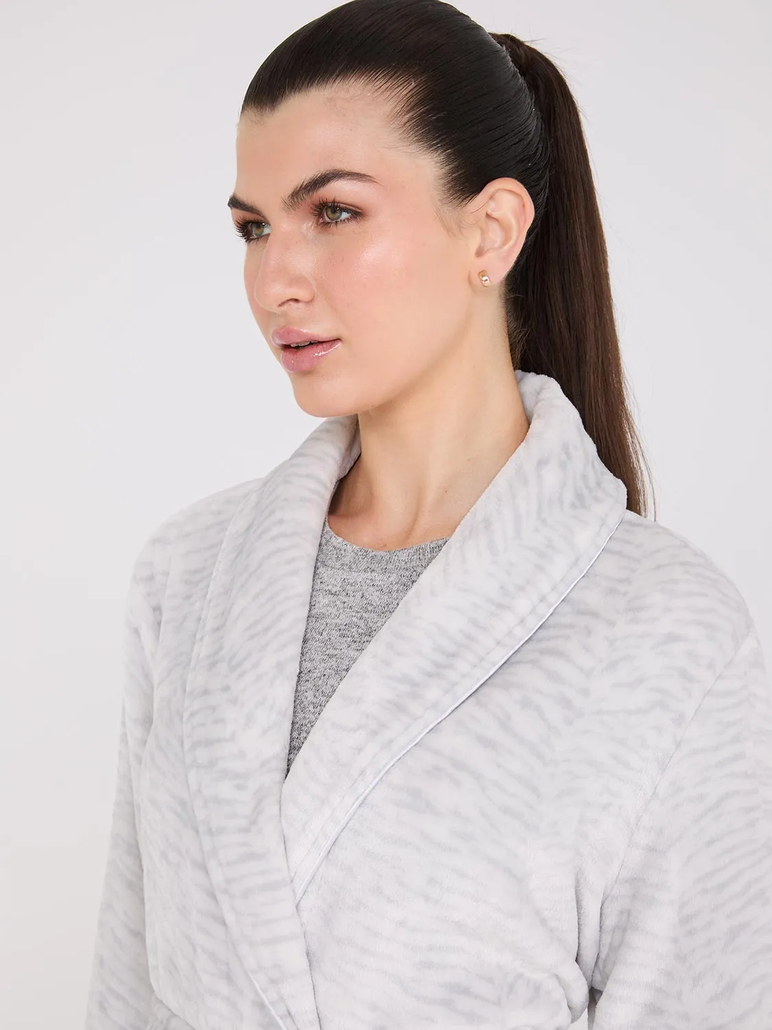 Animal Print Plush Robe