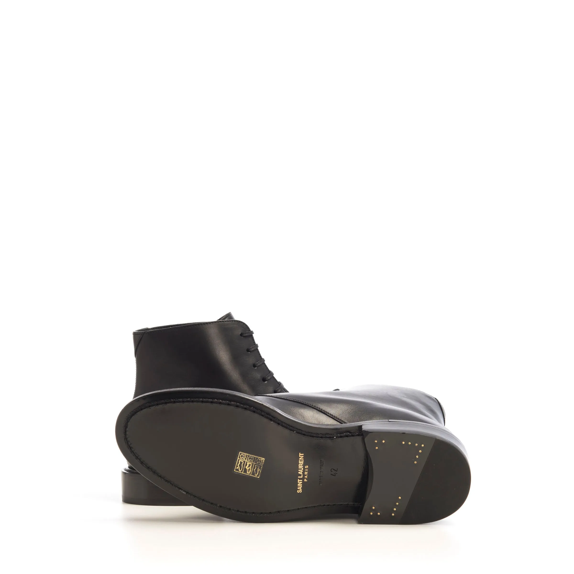 Army Laced Boots In Smooth Leather