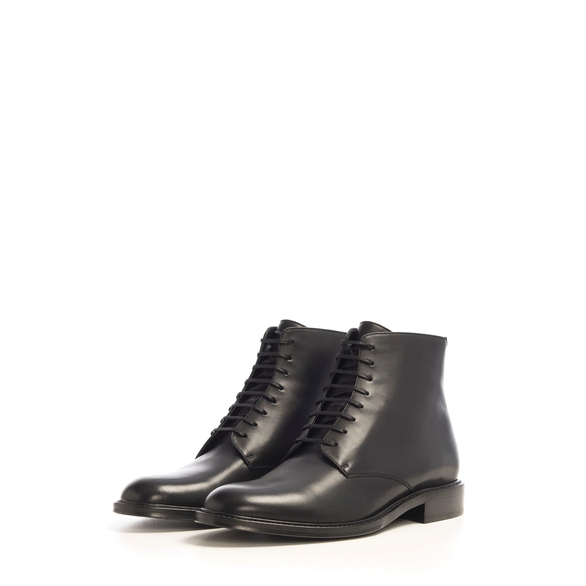 Army Laced Boots In Smooth Leather