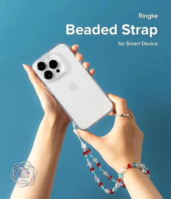 Beaded Strap  for Cell Phone Case, Cute Aesthetic Sparkle Beads Charm Keychain | Wrist Hand Bracelet Strap - Crystal Orange
