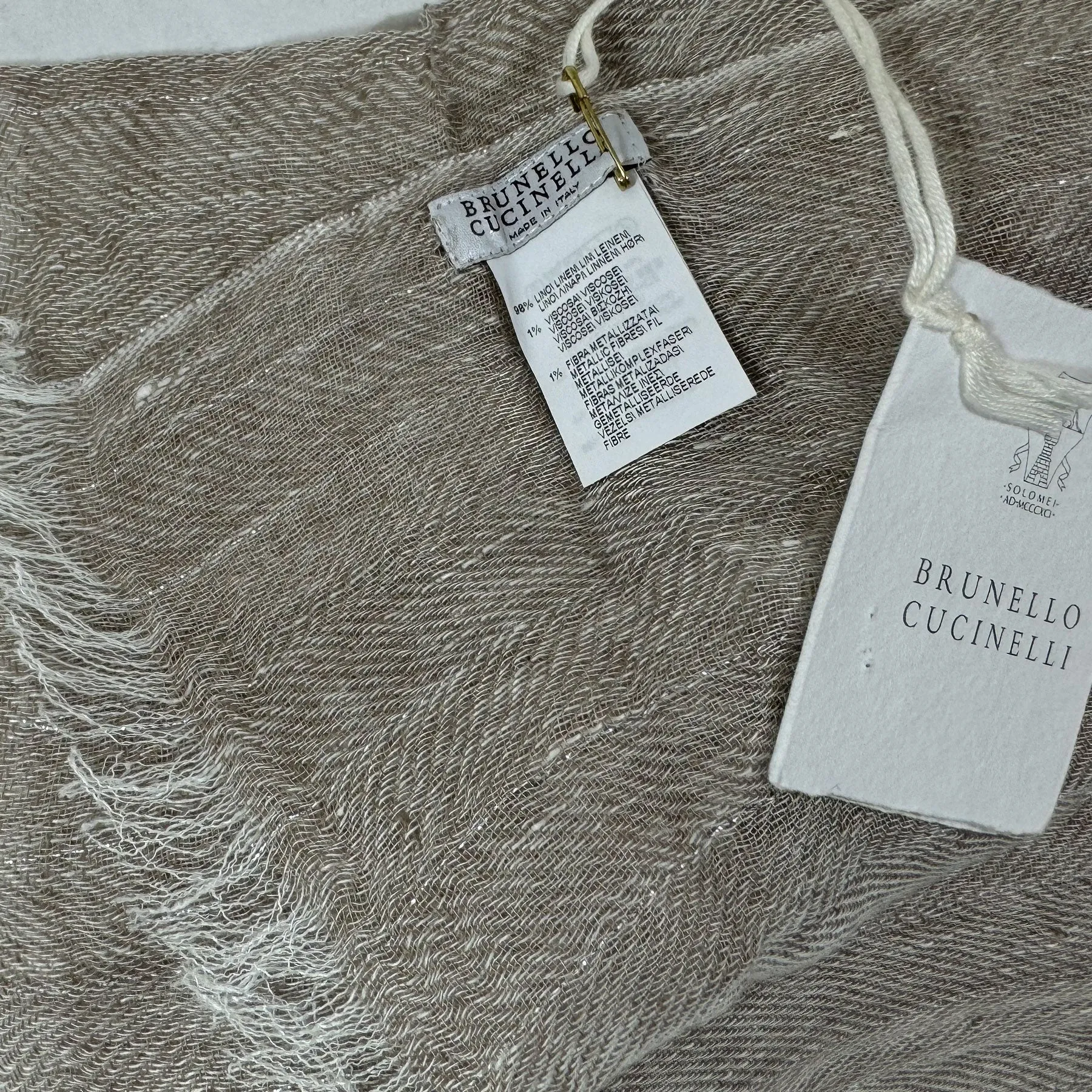 Brunello Cucinelli Linen Scarf Taupe Gray - Luxury Women Designer Shawl