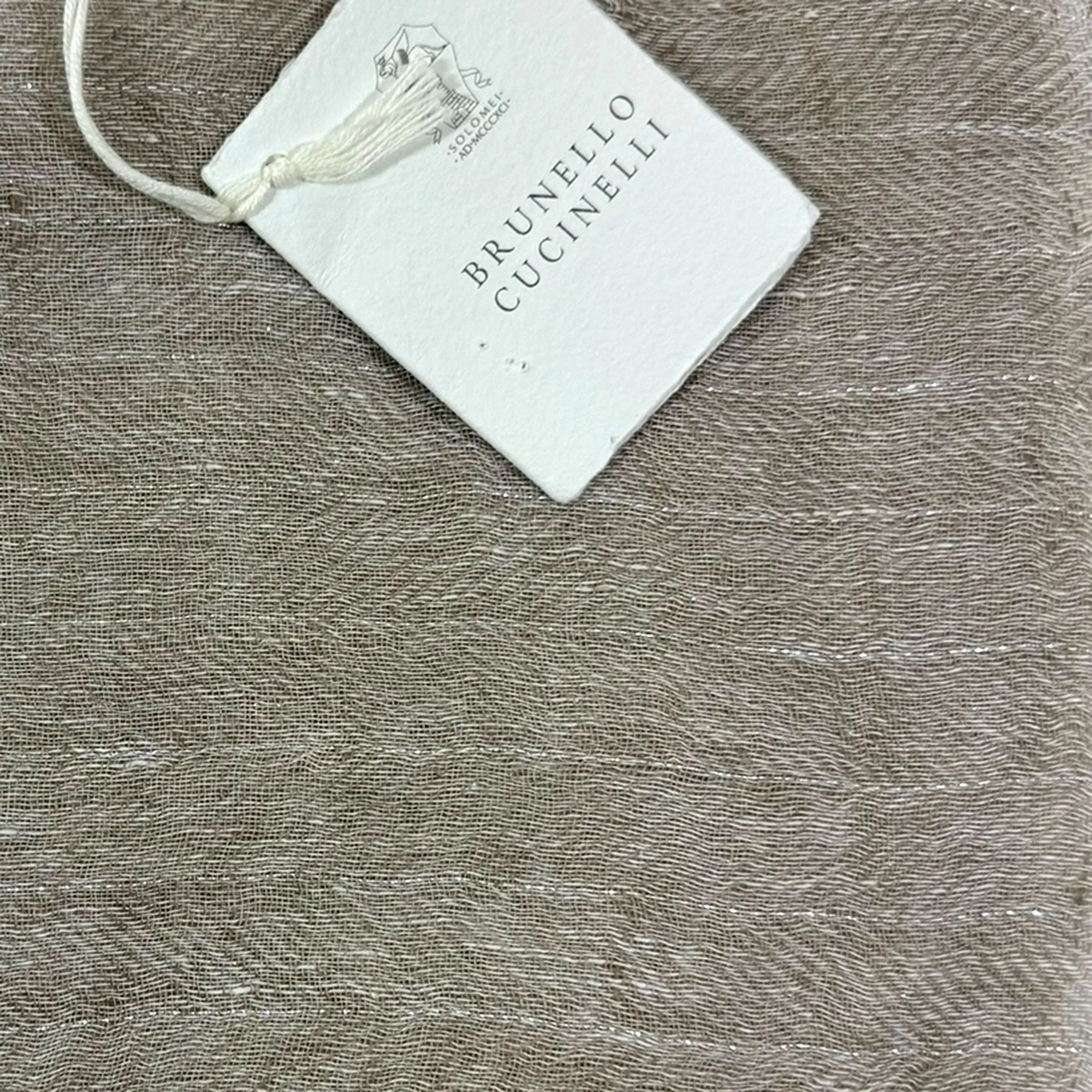 Brunello Cucinelli Linen Scarf Taupe Gray - Luxury Women Designer Shawl