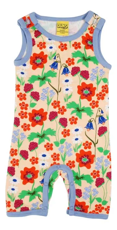 DUNS Shortie Dungarees - Summer Flowers Apricot
