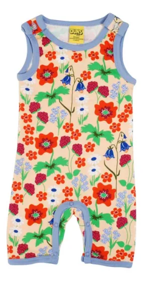 DUNS Shortie Dungarees - Summer Flowers Apricot