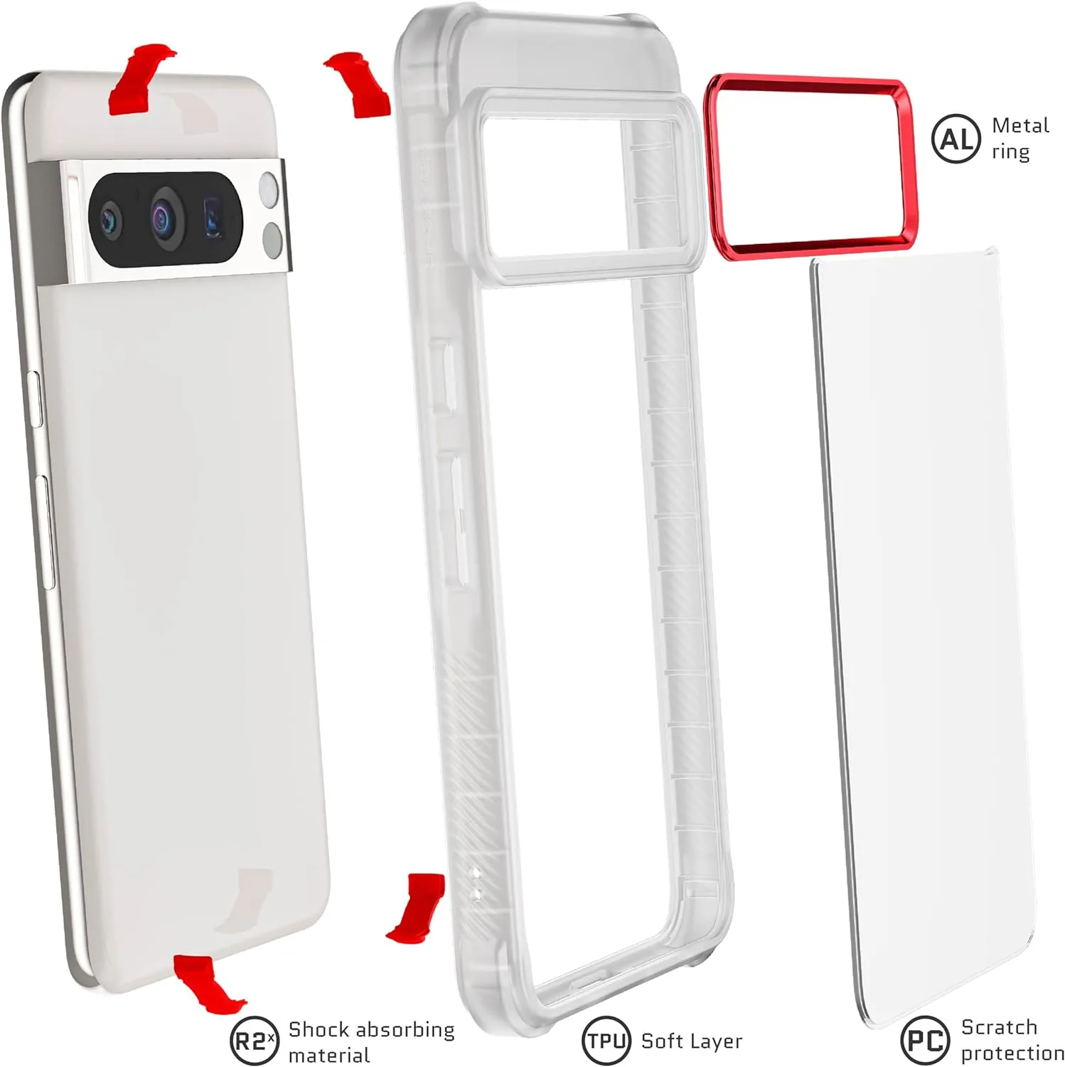 Ghostek Google Pixel 8 Pro Covert Ultra-Thin Clear Case Clear