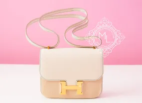 Hermes Constance Mini 18 Craie   Blue Paon Epsom Handbag