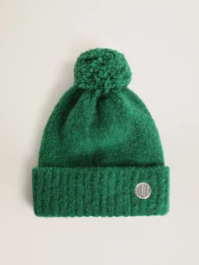 Journey Collection green wool beanie with pompom
