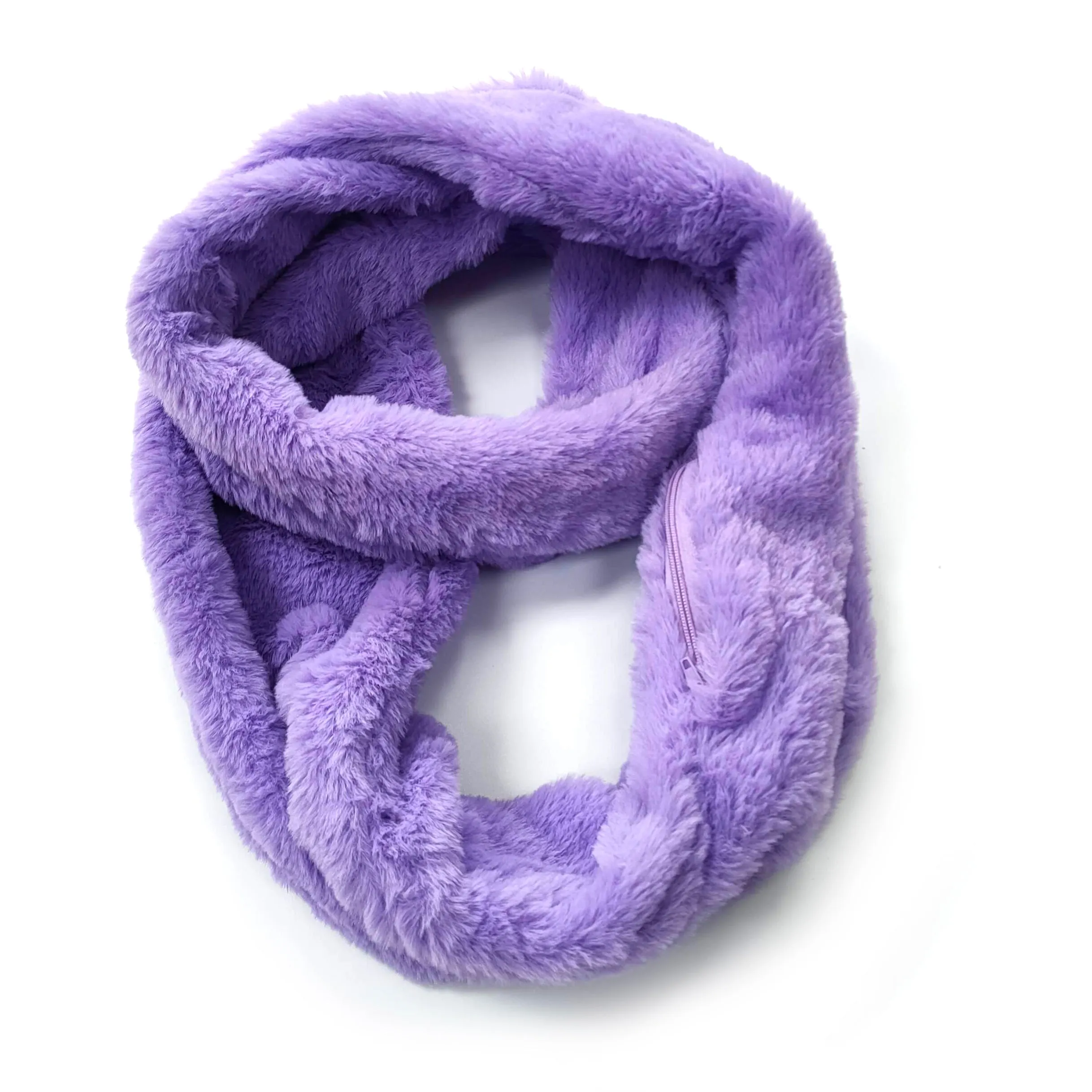 Jozini - Furry Snood with Zip Pocket - Heather