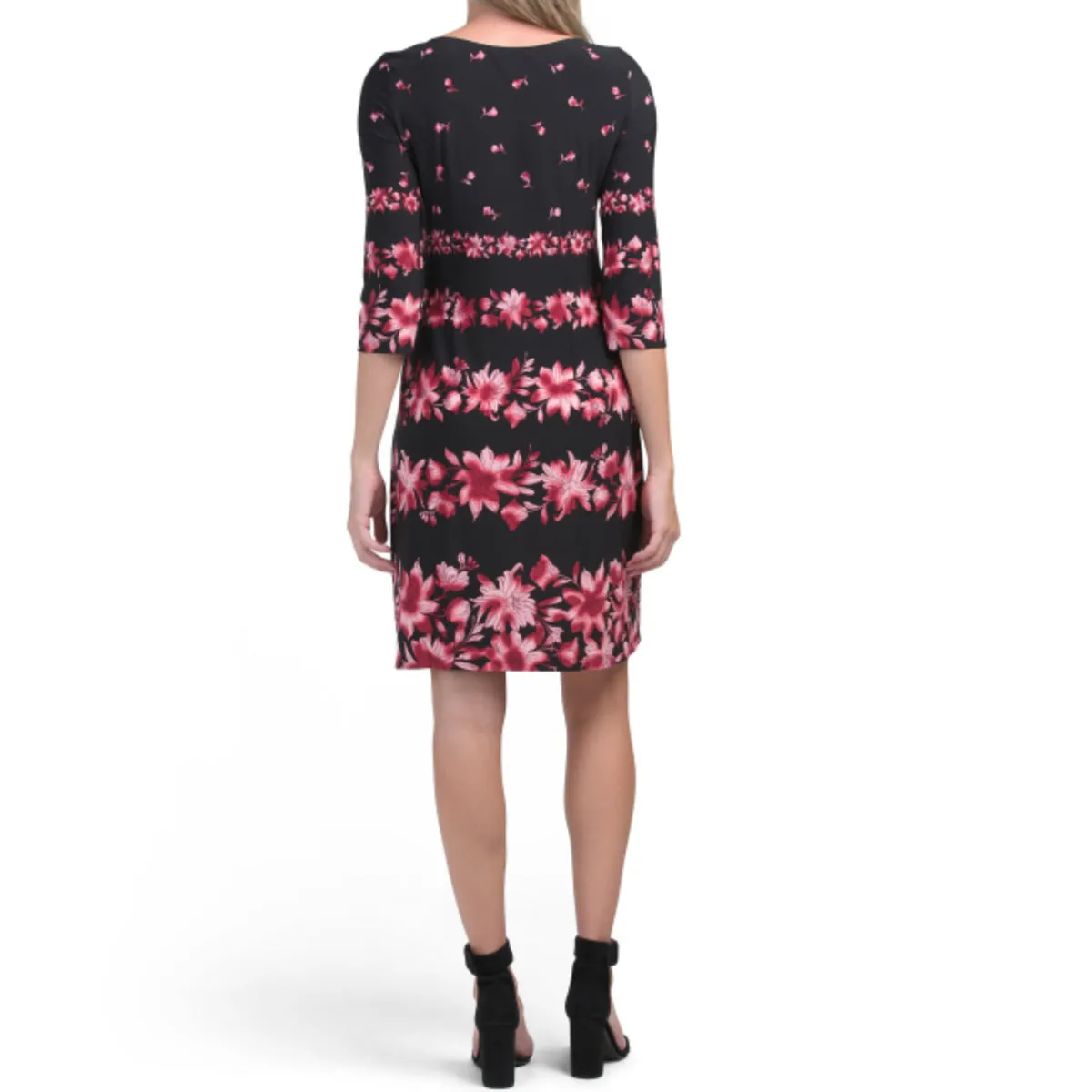 London Times Women's Boat Neck Floral Print Mini Dress