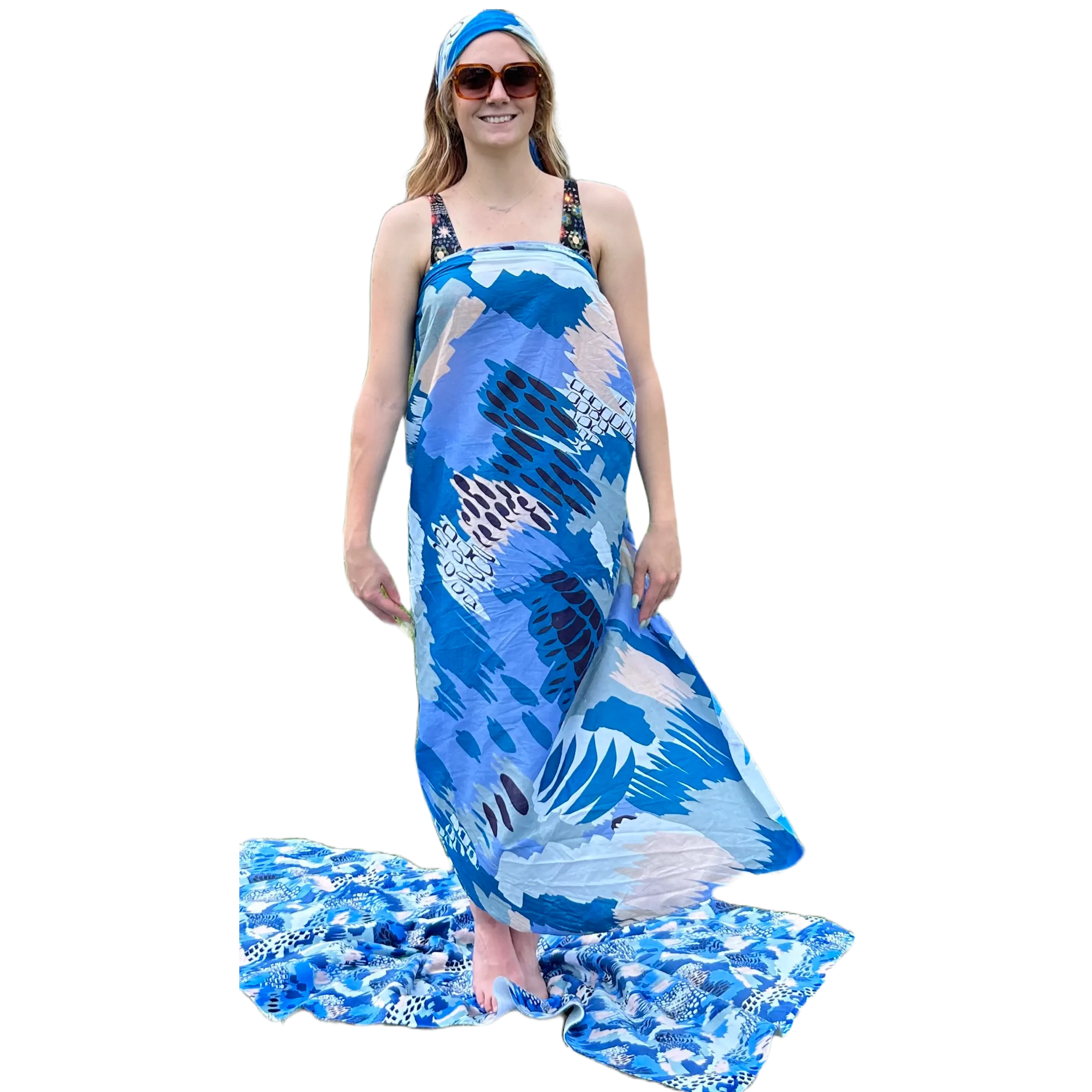 NYC inspiration Blue scarf, 20x54", Running Stitch