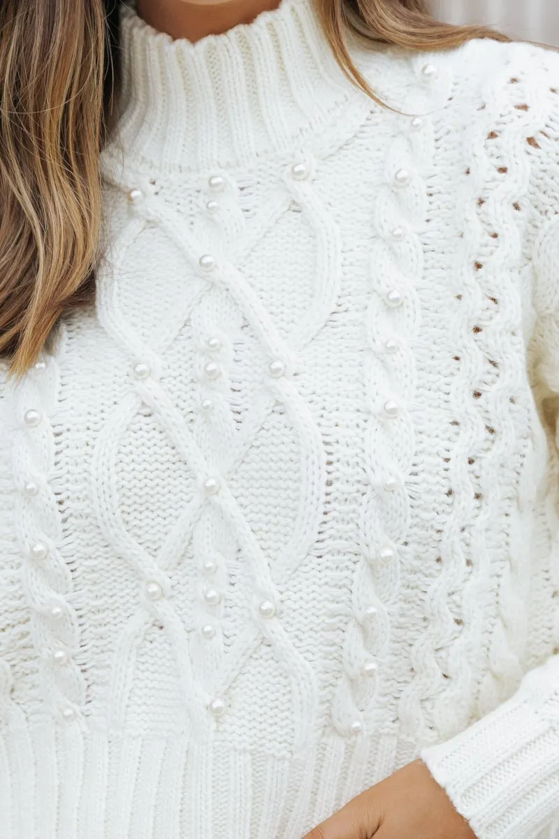Pearly Cream Cable Knit Sweater - FINAL SALE