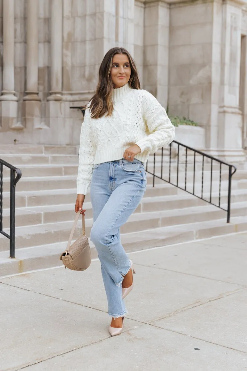 Pearly Cream Cable Knit Sweater - FINAL SALE