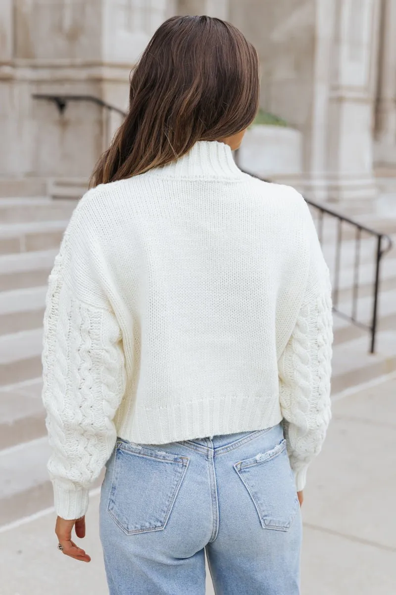 Pearly Cream Cable Knit Sweater - FINAL SALE
