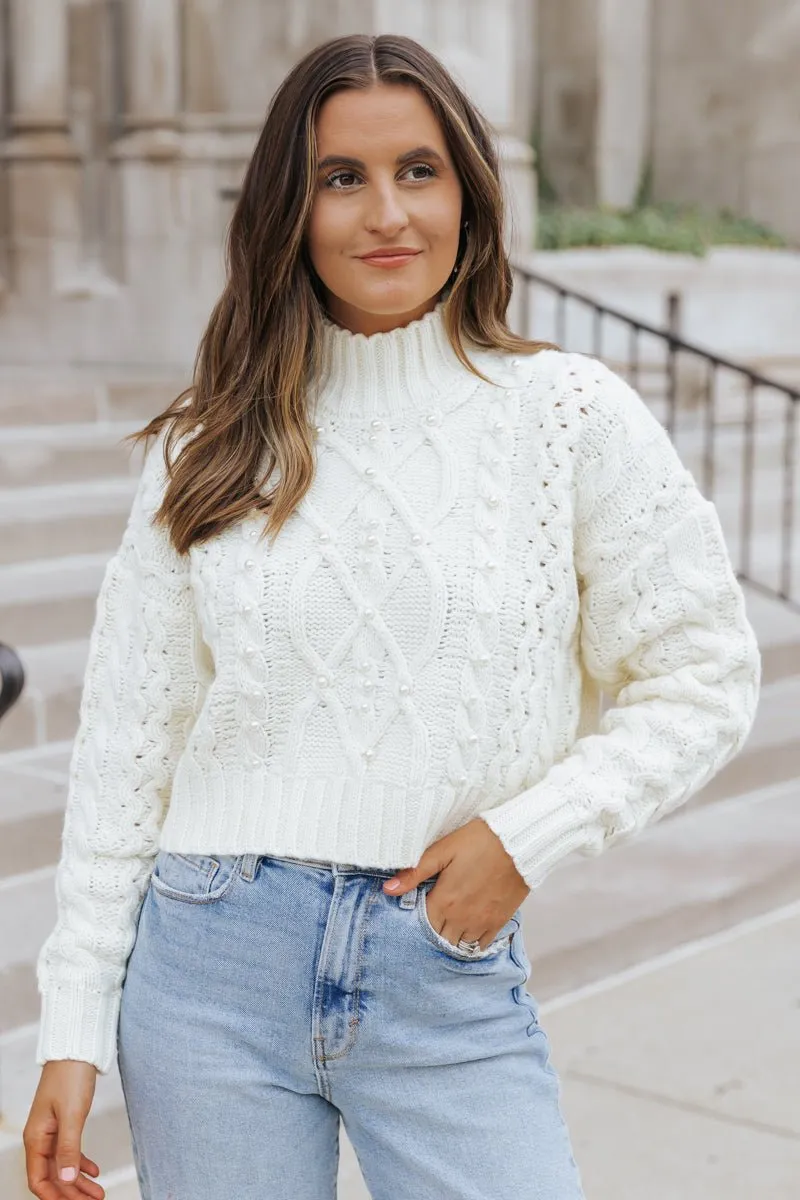 Pearly Cream Cable Knit Sweater - FINAL SALE