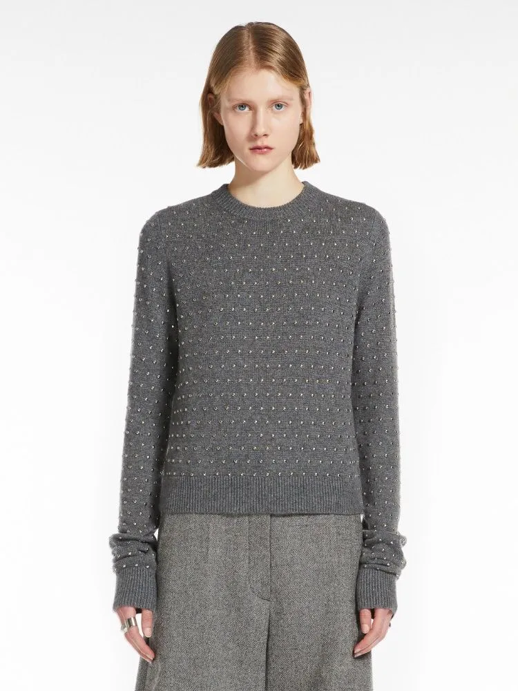 SIERRA - STUDDED CASHMERE BLEND CREW-NECK SWEATER