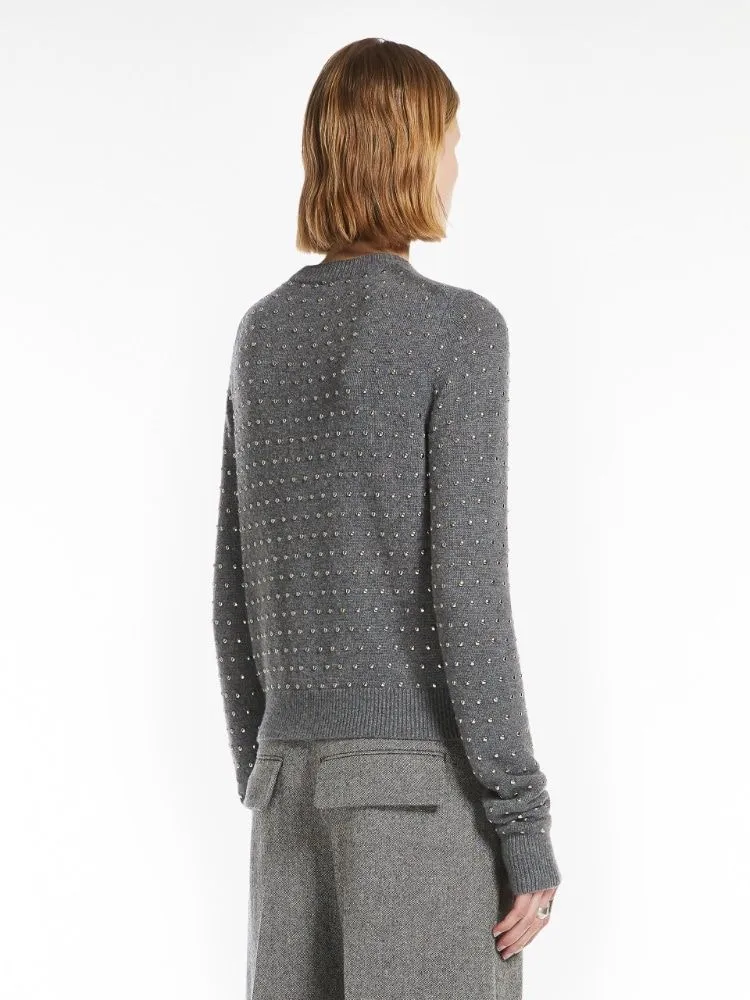 SIERRA - STUDDED CASHMERE BLEND CREW-NECK SWEATER