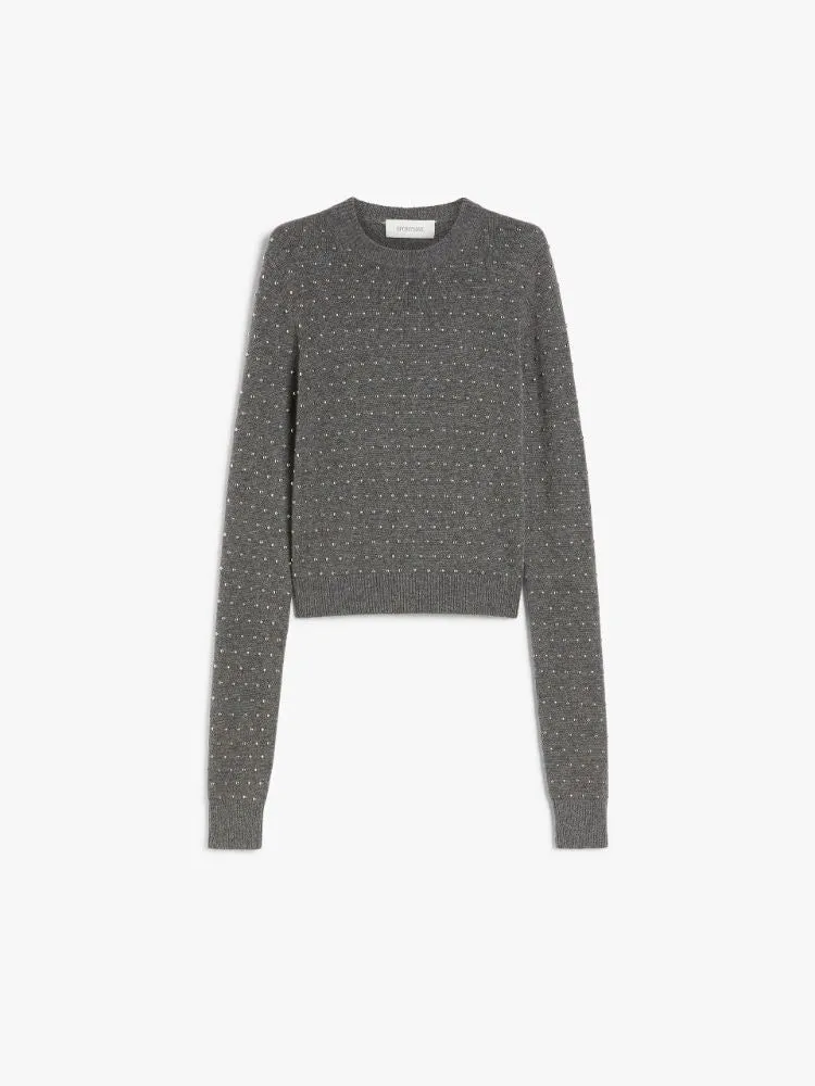SIERRA - STUDDED CASHMERE BLEND CREW-NECK SWEATER