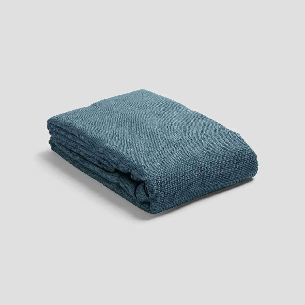 Teal Waffle Chambray Linen Blend Duvet Cover