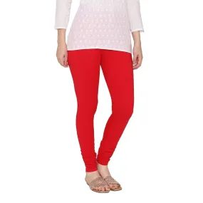 Women's Cotton Churidar leggings (Free Size) - Red
