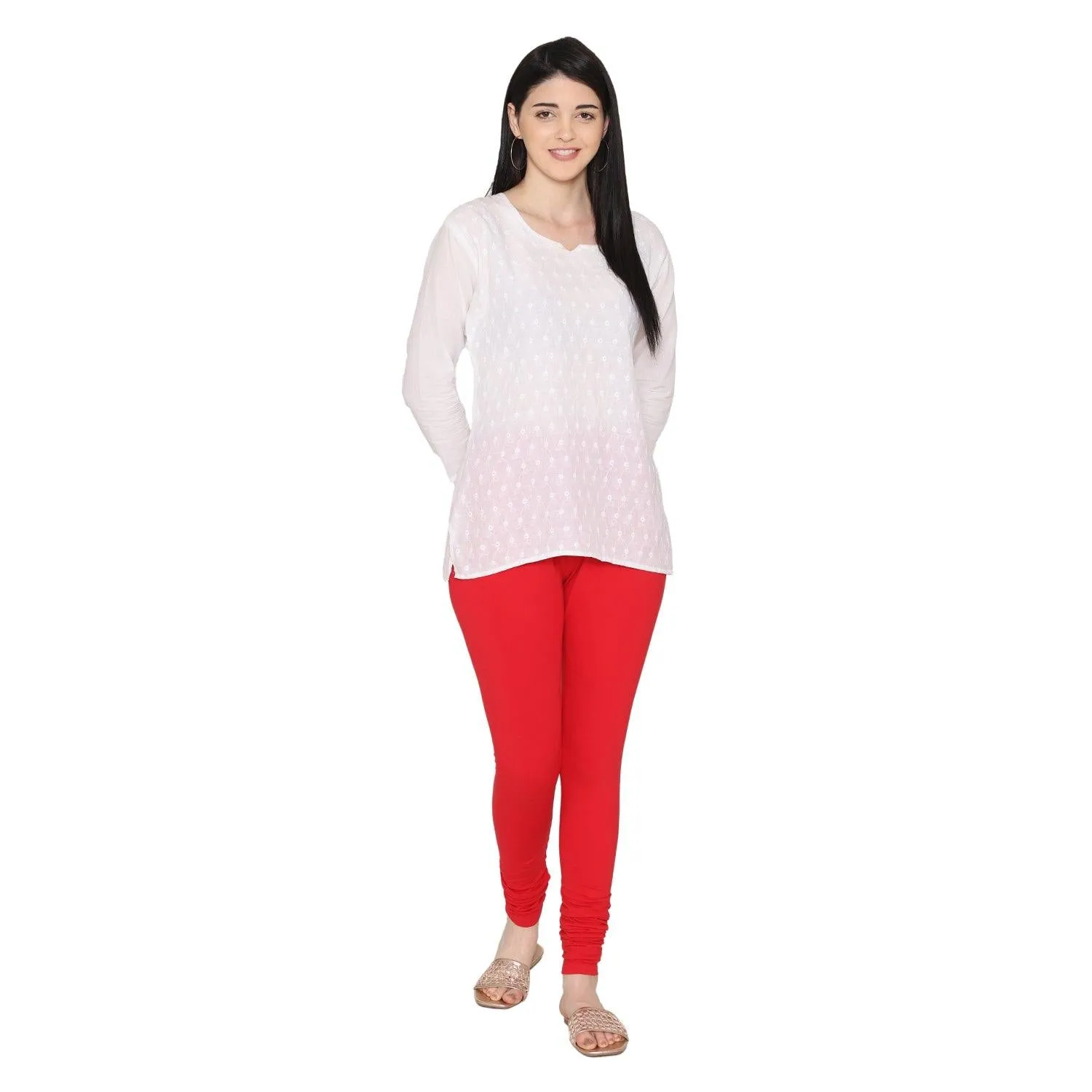 Women's Cotton Churidar leggings (Free Size) - Red